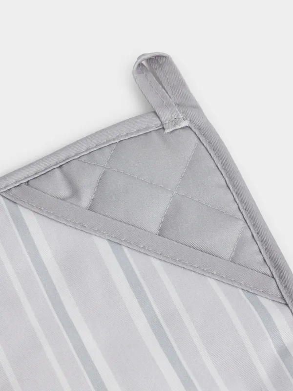 Подставка-прихватка, 18x18 см, силикон/хлопок, квадратная, серая, Полоска, Bakery, image-1