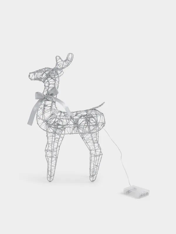 Статуэтка с подсветкой, 40 см, металл, серебристая, Олень, Deer sparks, image-4