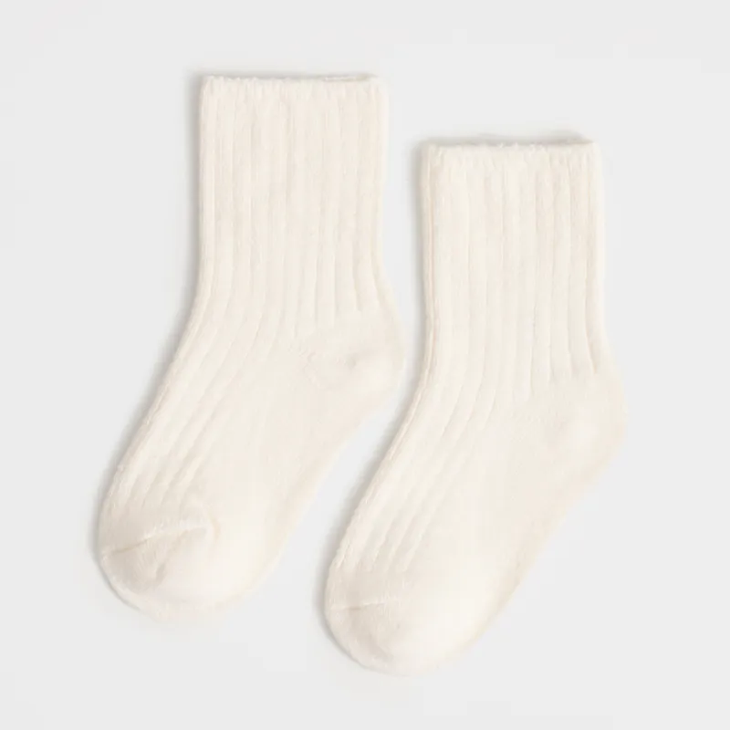 Носки детские, в рубчик, полиэстер/спандекс, молочные, Pleasantly