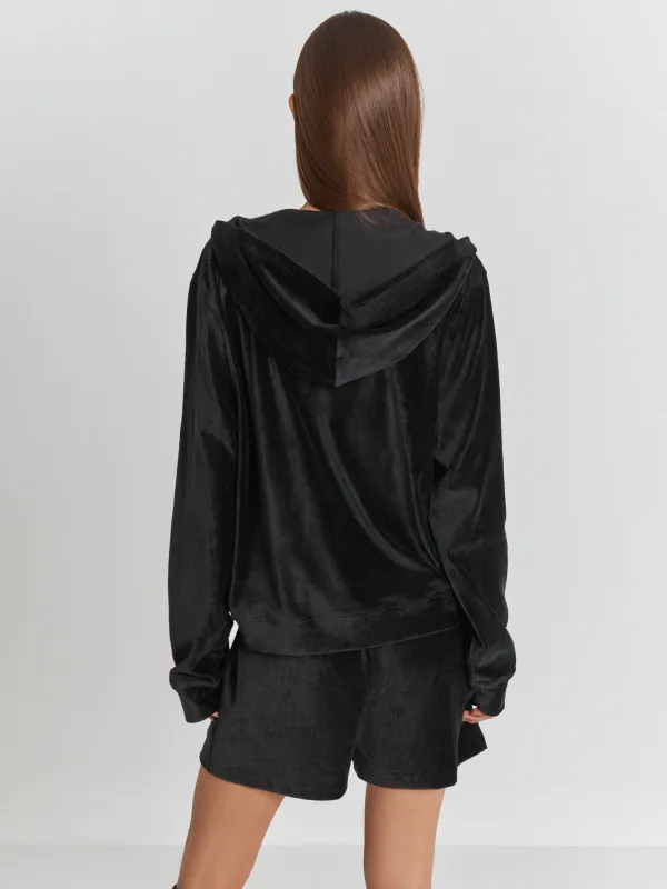 Шорты женские, домашние, велюр, черные, Mersela, image-5