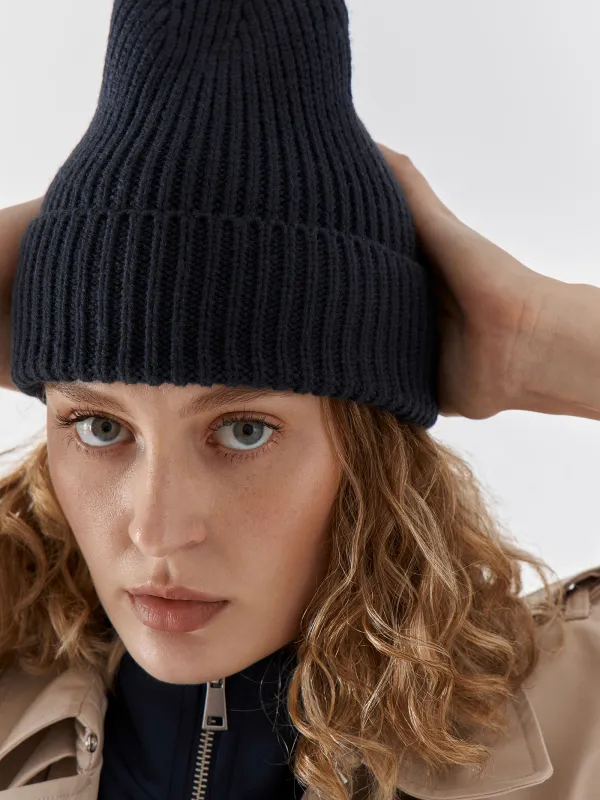 Шапка женская, 57 см, единый размер, акрил, темно-синяя, Knitting, image-7