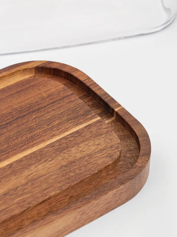 Масленка, 16 см, дерево/стекло, прямоугольная, Noble tree, image-2