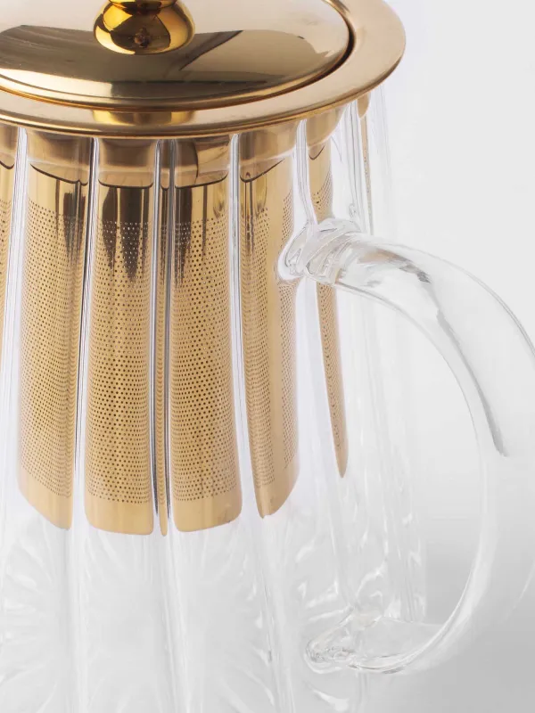 Чайник заварочный, 600 мл, стекло Б/сталь, золотистый, Camellia gold, image-5