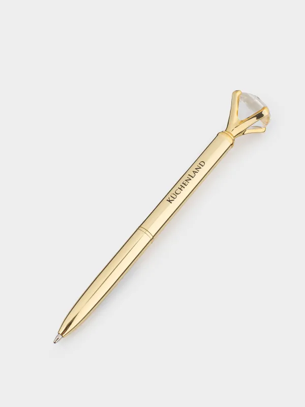 Ручка шариковая, 14 см, с фигуркой, сталь, золотистая, Кристалл, Draw figure, image-1