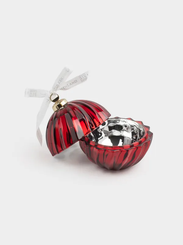 Емкость для хранения, 13х11 см, 170 мл, стекло Р/металл, красная, Шар, Christmas storage, image-2