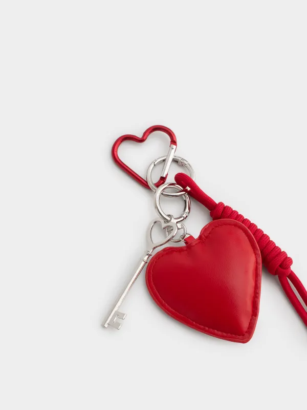 Брелок, 8 см, полиэстер/полиуретан/металл, красный, Сердце, Keychain heart, image-1