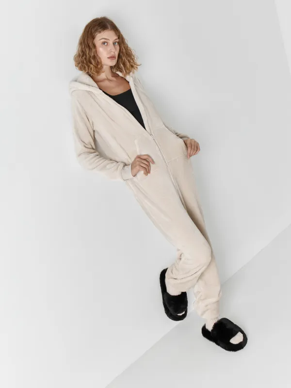 Комбинезон женский, домашний, с капюшоном, флис, серый, Кот, Annie, image-5