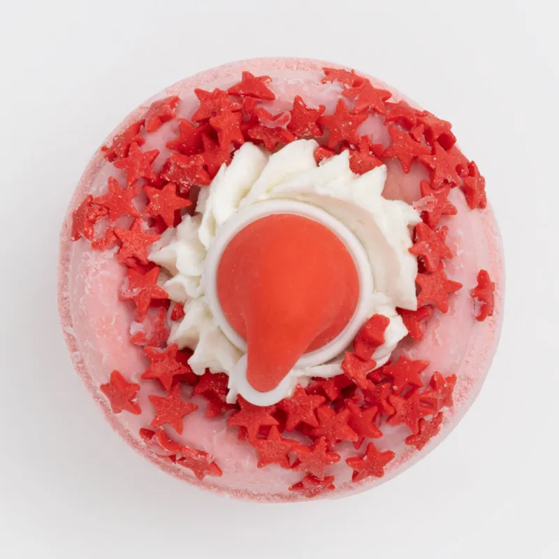 Бомбочка для ванны, 130 гр, с игрушкой, розовая, Малина, Шапка Санты, Christmas spa