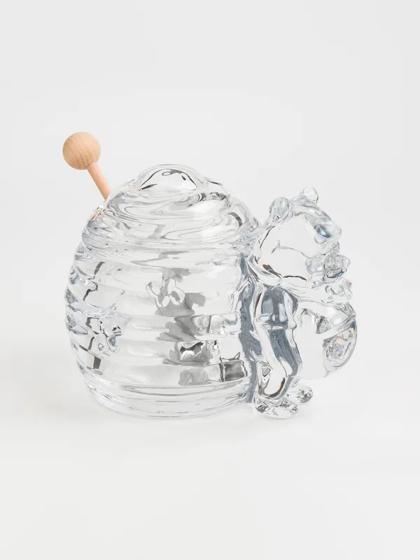Банка для меда, 270 мл, с ложкой, стекло/дерево, Медведь, Honey, image-0