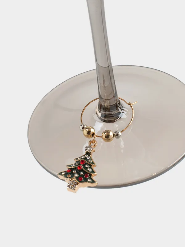 Подвеска для бокала, 4 шт, металл/бусины, золотистая, Новогодние атрибуты, Christmas time, image-3