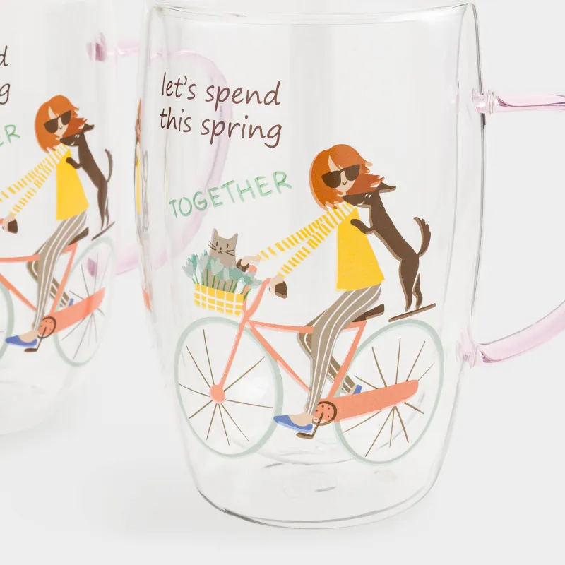 Кружка, 440 мл, 2 шт, стекло Б, розовая, Spring together, Air decor, image-5