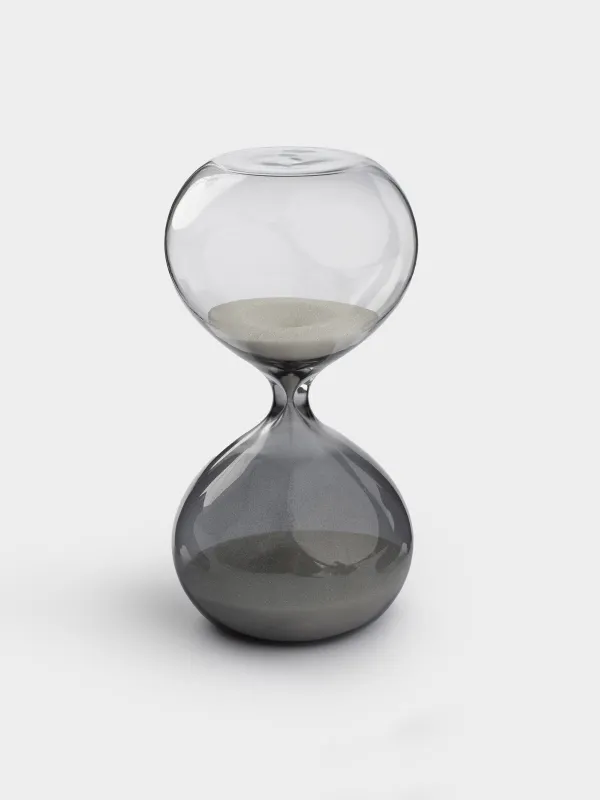 Часы песочные, 15 см, 15 минут, с блестками внутри, стекло/песок, серые, Sand time, image-0