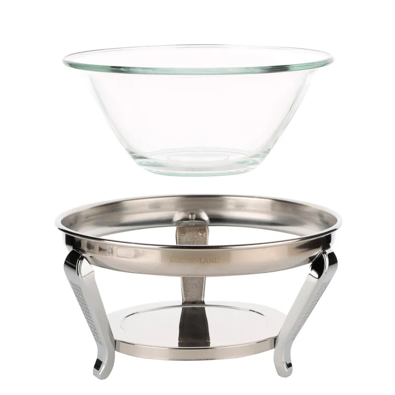 Салатник, 30х13 см, 3 пр, с ложкой/вилкой, на подставке, стекло/металл, Antarctica, image-2