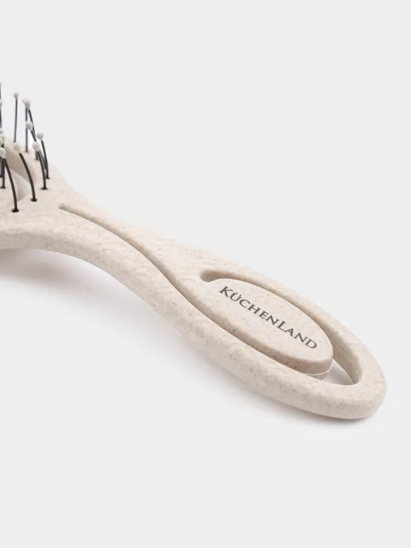 Расческа массажная для волос, 22 см, растительное волокно/пластик, бежевая, Zipo, image-3