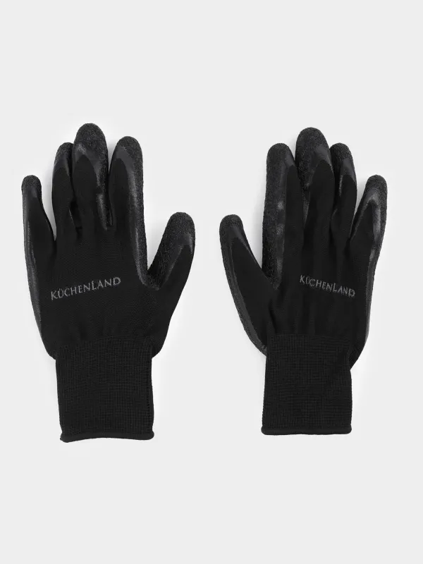 Перчатки садовые, р. М, нитрил/полиэстер, черные, Gardening, image-0