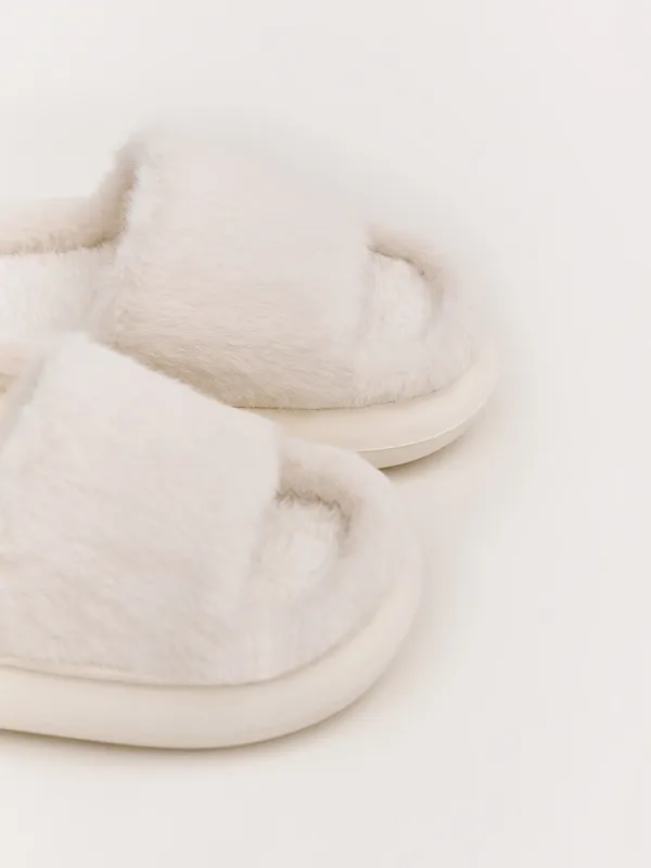 Тапочки женские, домашние, искусственный мех, молочные, Hotty, image-2