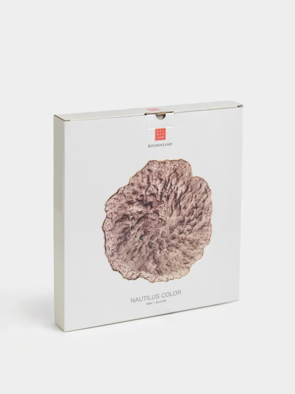 Блюдо, 30х3 см, стекло, коричневое, с золотистым кантом, Nautilus color, image-5