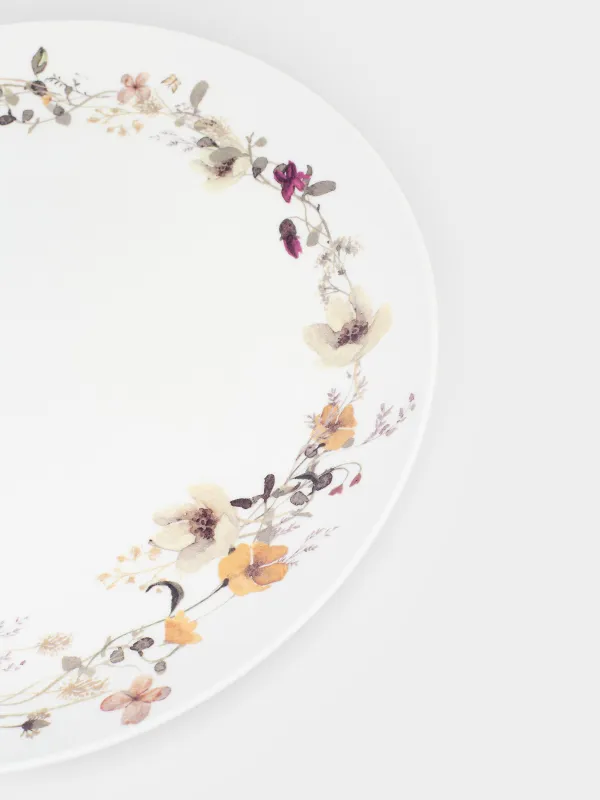 Тарелка обеденная, 27 см, фарфор N, белая, Желтые цветы, Floweri, image-4