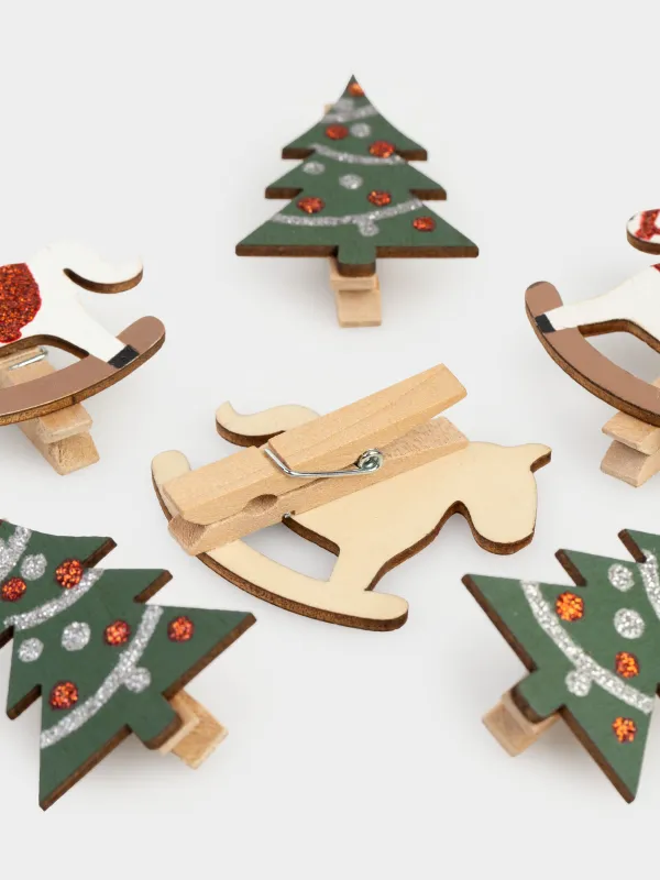 Клипса декоративная, 5 см, дерево, Figure wood, image-2