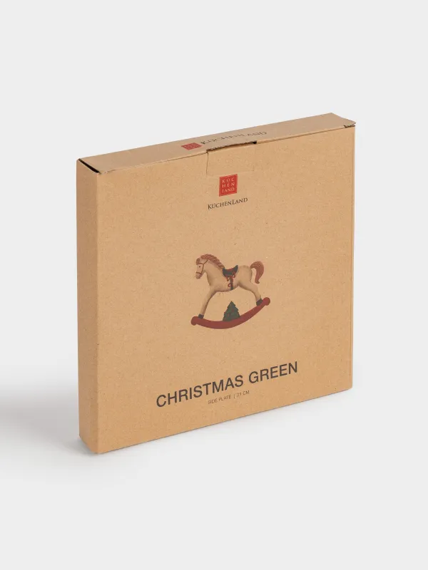 Тарелка закусочная, 21 см, керамика, Лошадка, Сhristmas green, image-6
