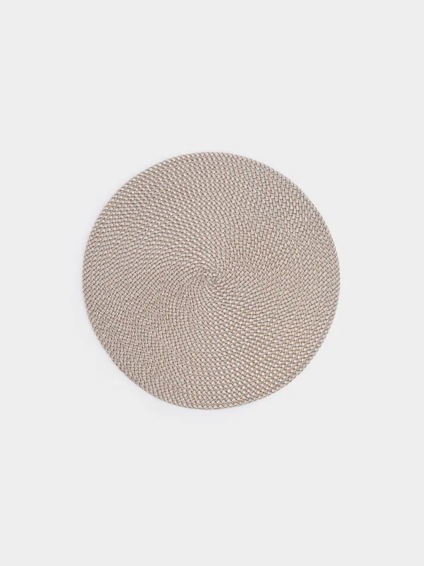 Салфетка под приборы, 38 см, полипропилен/ПЭТ, круглая, песочная, Circle Braid, image-0