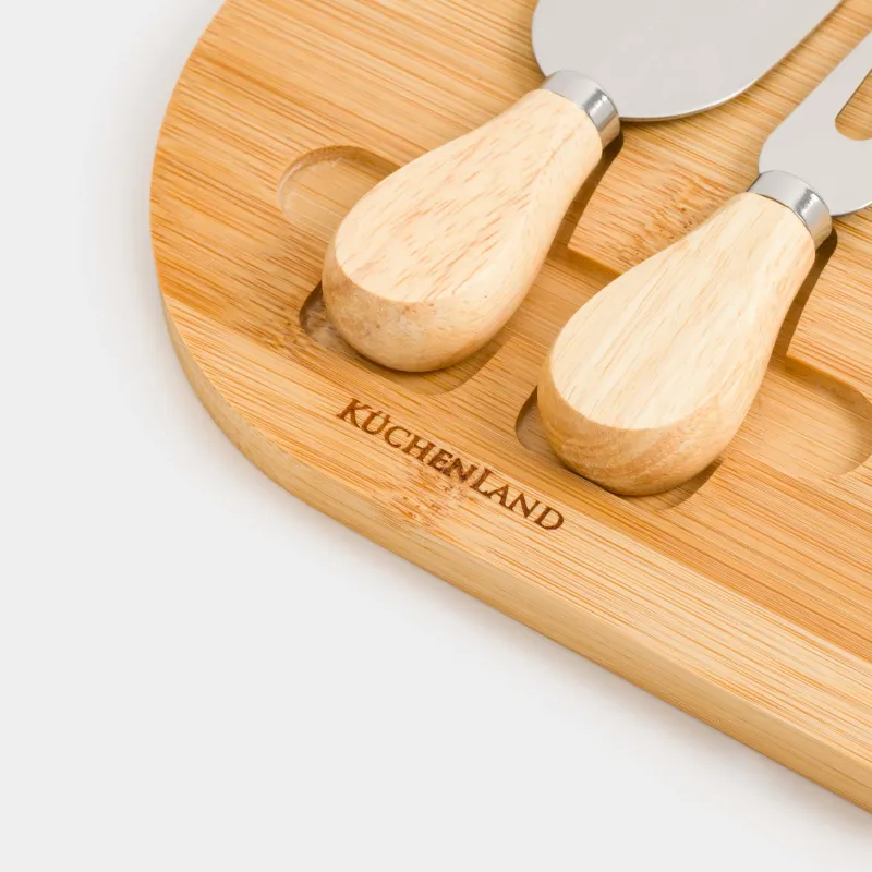 Набор для сыра, 5 пр, доска-блюдо/пиала, сталь/керамика/бамбук, Cheese, image-5