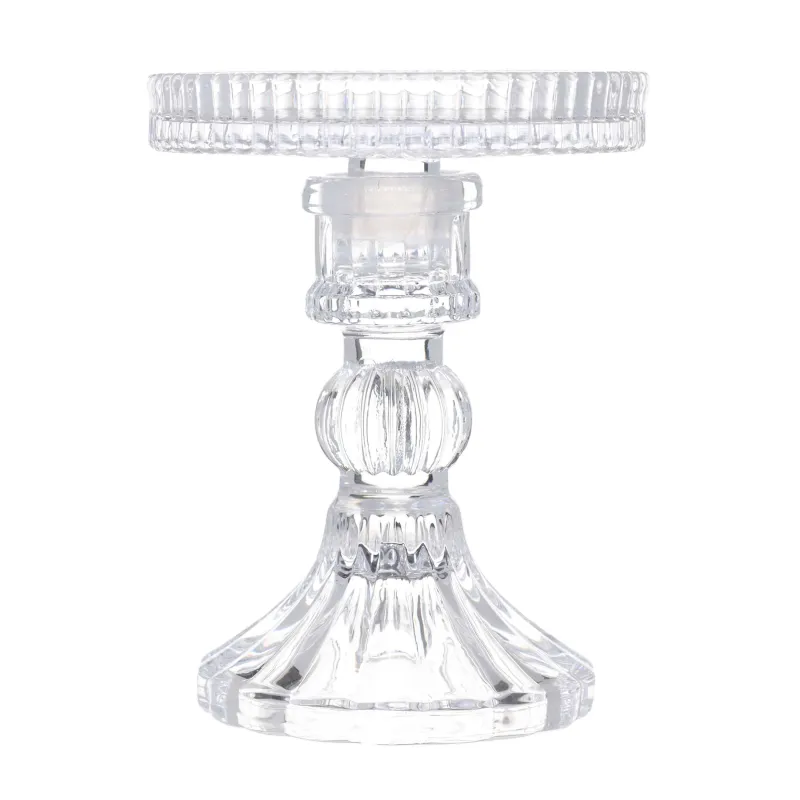 Подсвечник, 12 см, для цилиндрической/тонкой свечи, на ножке, разборный, стекло, Ribby, image-1