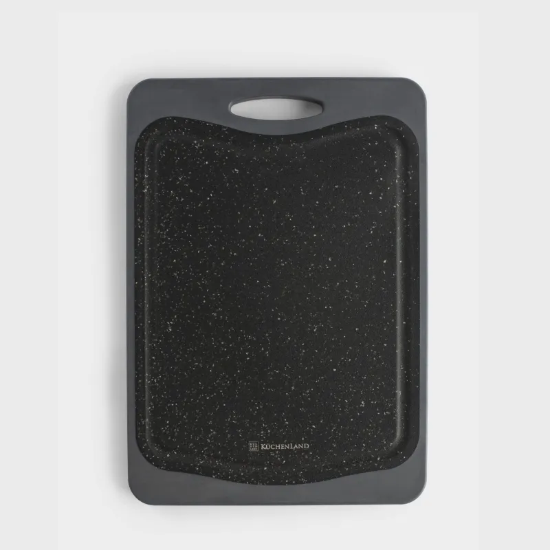 Доска разделочная, 29х20 см, двусторонняя, бамбук/пластик, черная, Marble bamboo