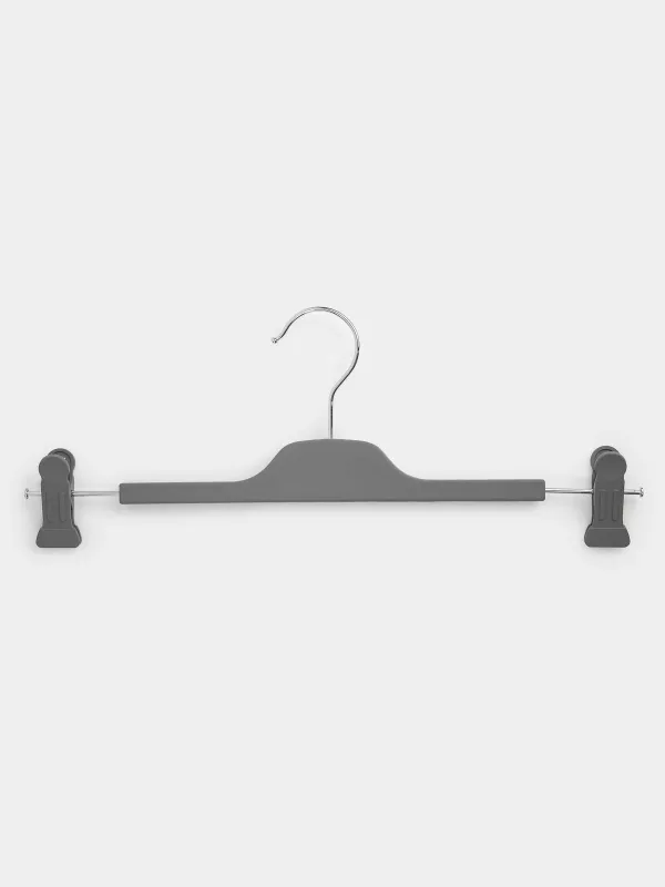 Вешалка для брюк/юбок, 35 см, 2 шт, с зажимами, пластик с покрытием, серая, Fun house, image-2