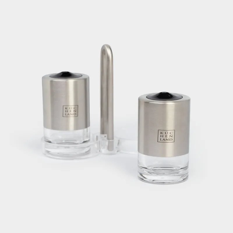 Набор для соли и перца, 13 см, на подставке, акрил/сталь, Classic, image-5