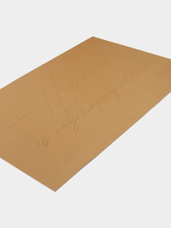 Салфетка под приборы, 30x45 см, ПВХ/полиэстер, коричневая, Home is my happy place, Rock, image-4