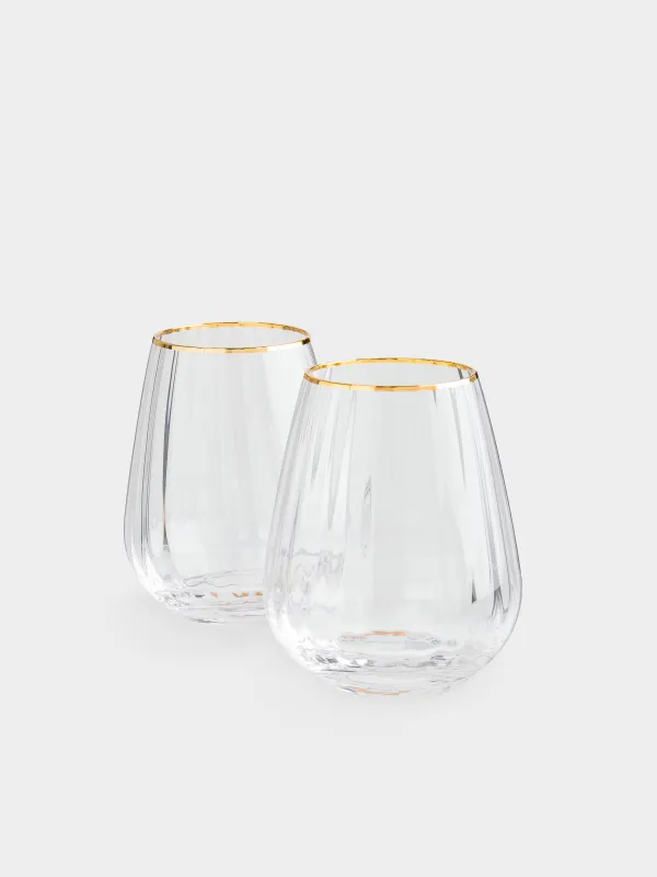 Стакан, 11 см, 430 мл, 2 шт, стекло, с золотистым кантом, Glyfada, image-1