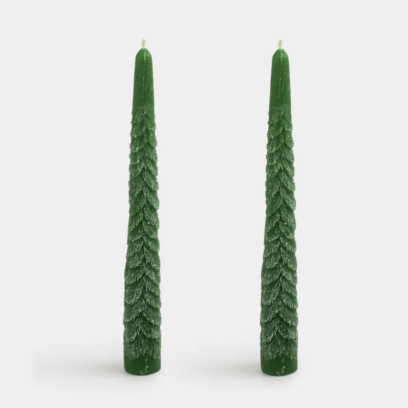 Свеча, 25 см, 2 шт, тонкая, зеленая, Ель, Fir candle