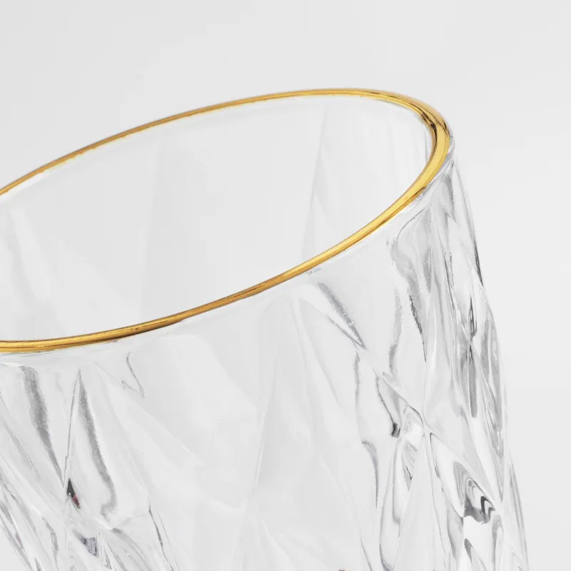 Стакан, 10 см, 270 мл, 6 шт, стекло Р, с золотистым кантом, Rhomb gold, image-5