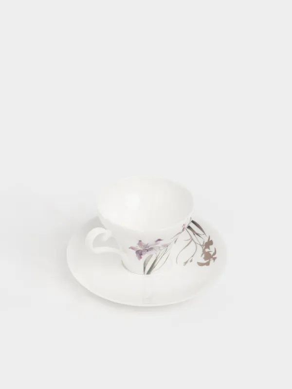 Пара чайная, 1 перс, 2 пр, 180 мл, фарфор F, белая, Ирисы, Iris garden, image-1