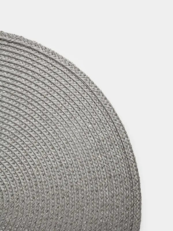 Салфетка под приборы, 38 см, полиэстер, круглая, графитовая, Ring mix, image-2