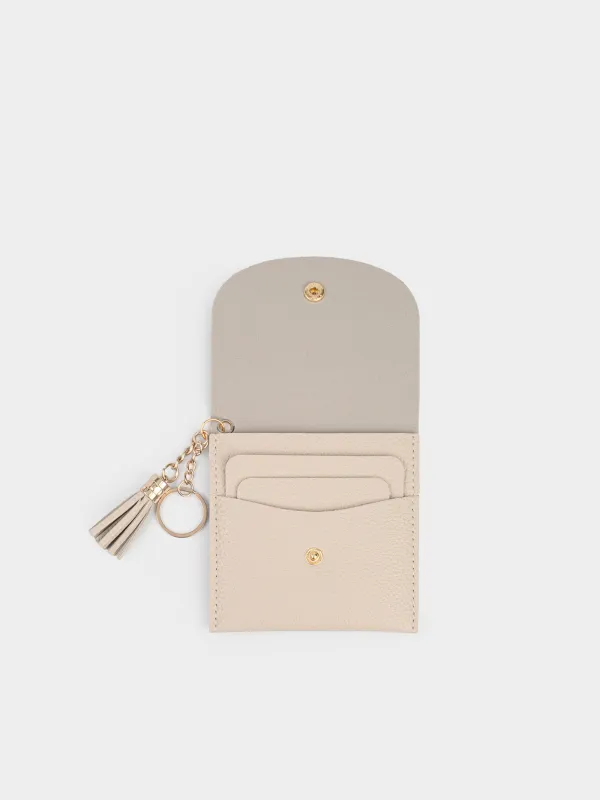 Кошелек женский, 10х10 см, на кнопке, с кисточкой, полиуретан, молочный, Memo, image-3