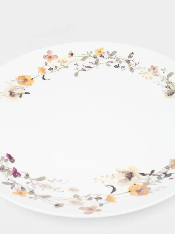 Тарелка обеденная, 27 см, фарфор N, белая, Желтые цветы, Floweri, image-3