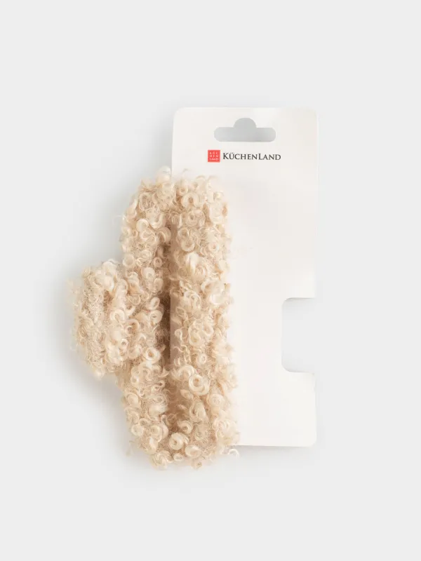 Заколка для волос, 13 см, искусственный мех, бежевая, Крабик, Plush, image-4