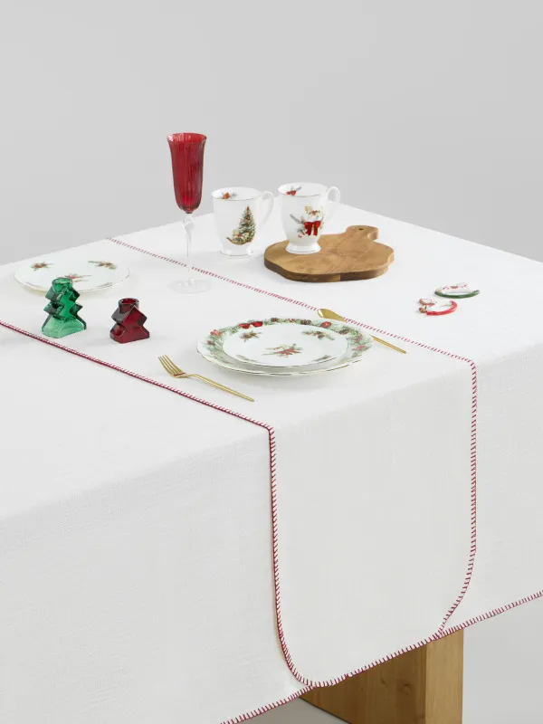 Дорожка настольная, 40х160 см, со строчкой, полиэстер, молочная, Рогожка, Gunny traditions, image-3