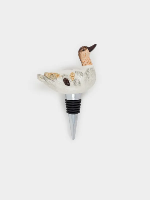 Пробка для винной бутылки, 12 см, металл/керамика D, Утенок, Duck, image-0