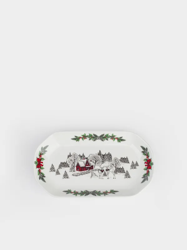 Блюдо, 31х17 см, фарфор N, белое, Дом в лесу, Forest house, image-2