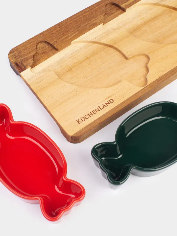 Набор для закусок, 2 пр, фарфор/дерево, Noble tree, image-5