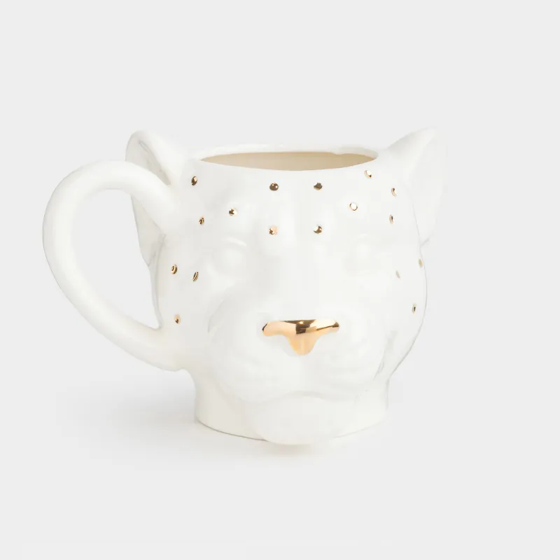 Кружка, 400 мл, фарфор P, молочно-золотистая, Пантера, Panther