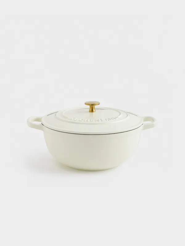 Казан, 25 см, 3,5 л, с крышкой, чугун, молочный, Light kitchen, image-1