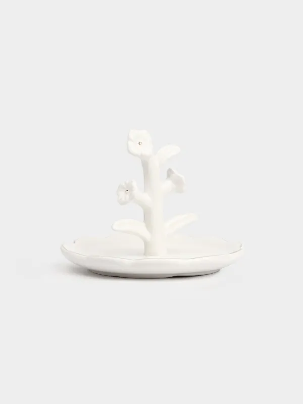 Держатель для украшений, 13х10 см, керамика D, молочно-золотистый, Цветы, Bloome, image-0