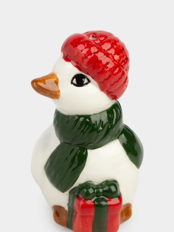 Емкость для соли или перца, 10 см, керамика, бело-зеленая, Гусь в шапке, Goose, image-3