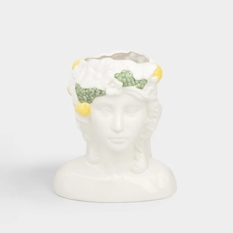 Ваза для цветов, 26 см, декоративная, керамика D, молочная, Девушка в цветах с фруктами, Girls