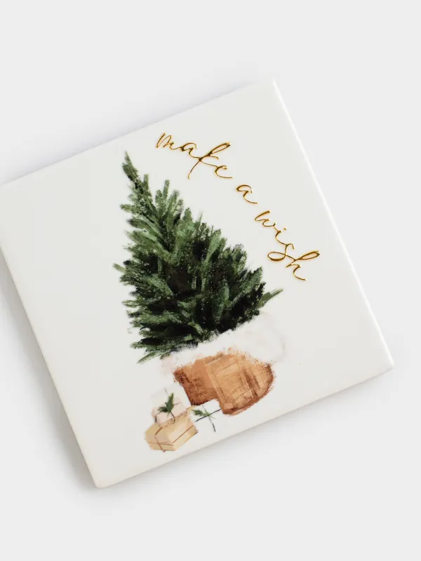 Подставка под кружку, 11х11 см, керамика/пробка, Fir tree, image-3