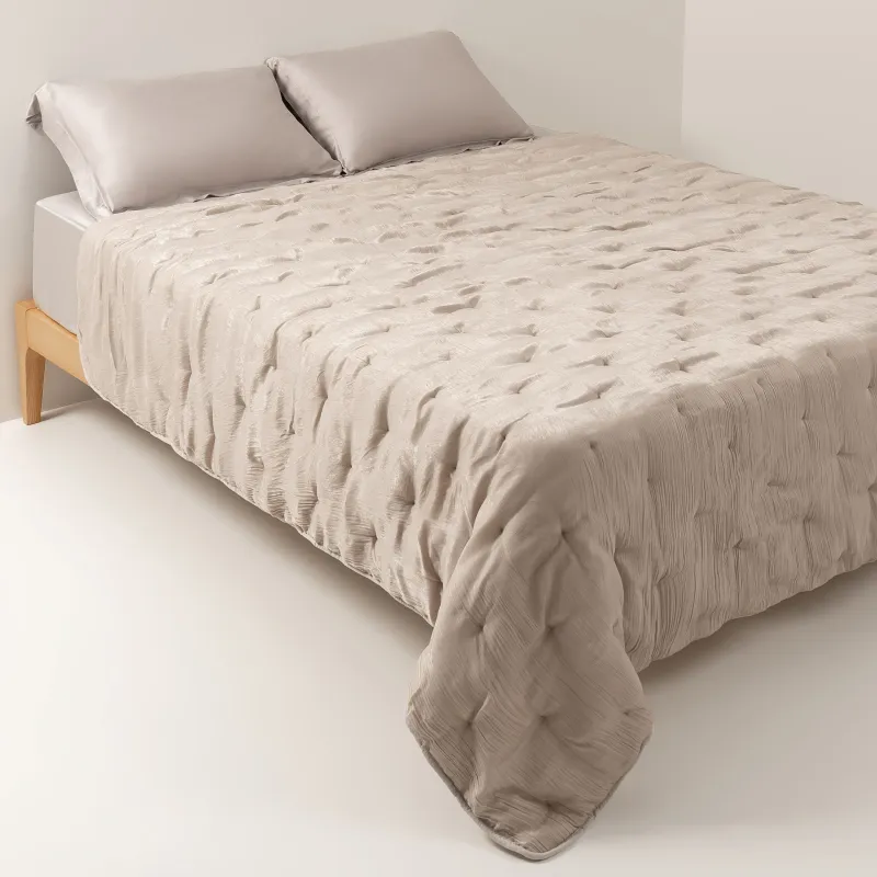 Покрывало, 220х240 см, вельвет, песочное, Stitch velvet